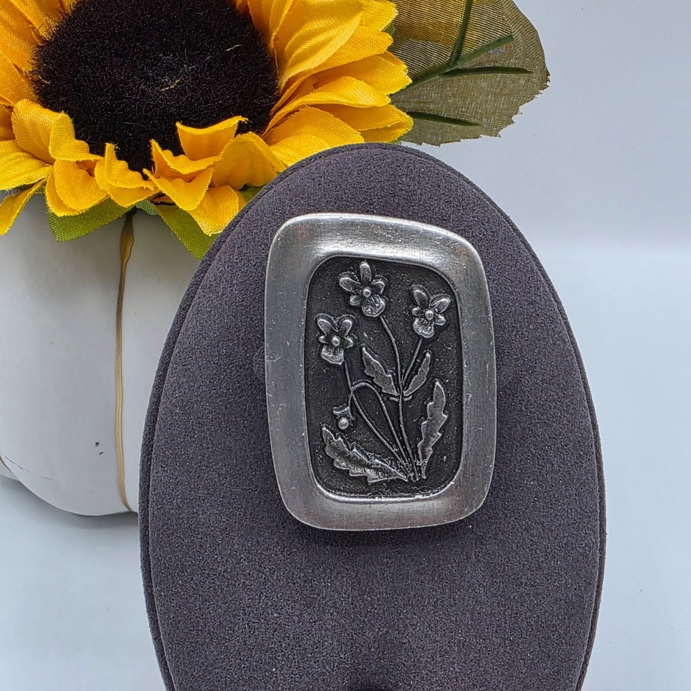 R. Tennesmed‎ Sweden Floral Pin Brooch Pewter Flower Scandinavian Modernist